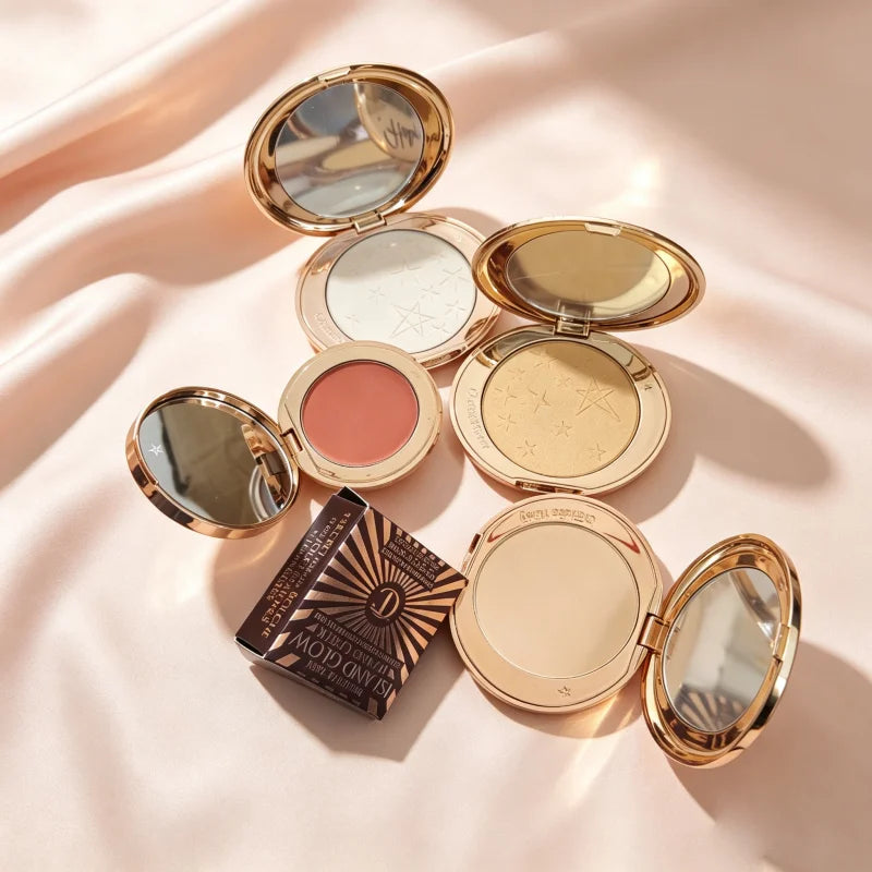 Dual-Use Heart-Shaped Powder Blusher & Eye Shadow Cream Setting Spray Set - 6 Colors