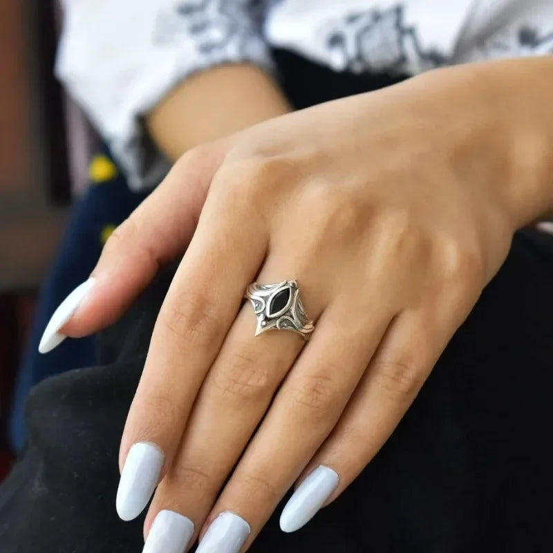 Vintage Bohemian Onyx Ring for Women - Fashion Punk Jewelry Gift
