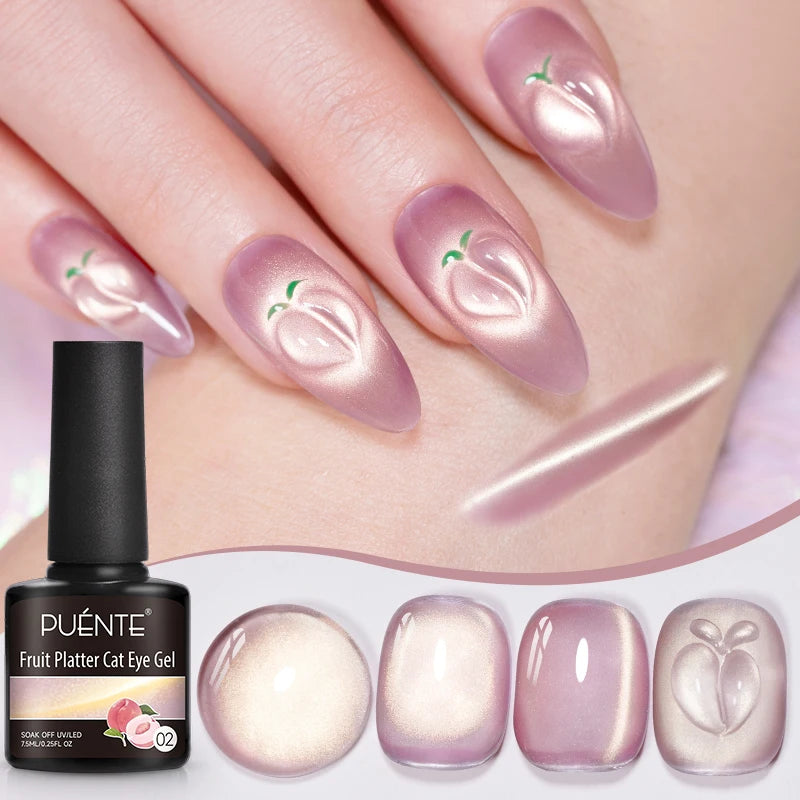 Magnetic Gel Nail Polish Set with Cat Eye Effect - 6 Colors, UV Soak Off Varnish Kit