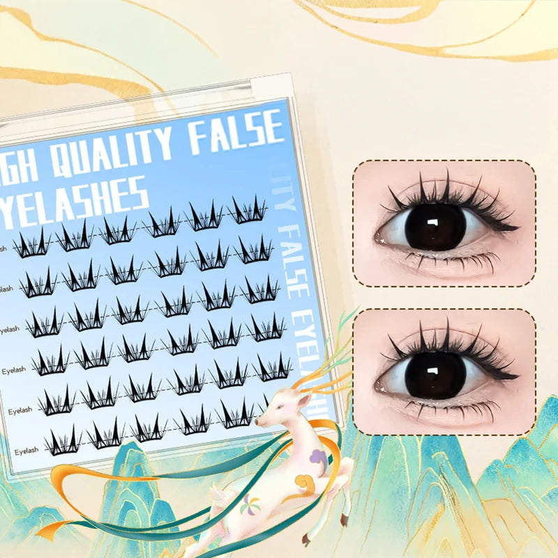 Pre-Glued False Eyelash Clusters Natural Thin Fluffy Lash Extensions for Daily Wear