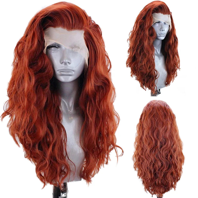 Synthetic Lace Front Wig for Women 24-26 Inch Heat Resistant Fiber Cosplay & Party Hair