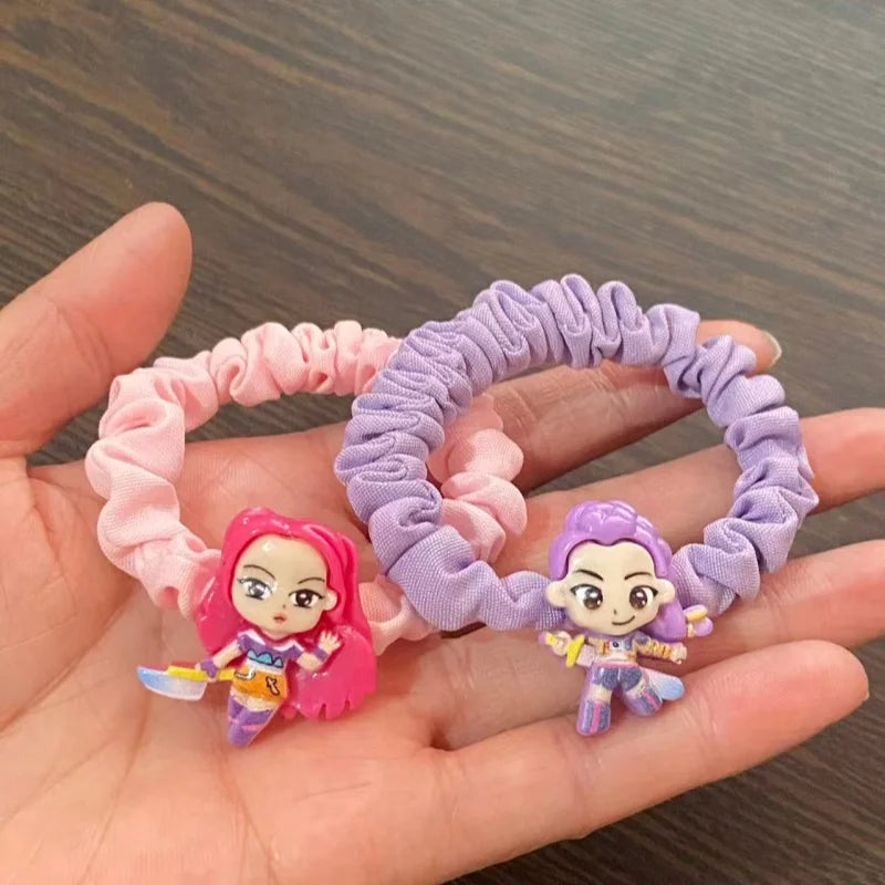 6 Pcs Cartoon Hair Ties Set for Women Girls - Kawaii Anime Ponytail Holders