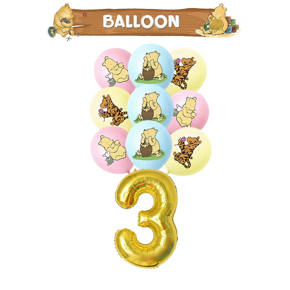 Winnie the Pooh Birthday Party Supplies Set – Disposable Plates Cups Napkins Banners for Kids & Baby Showers
