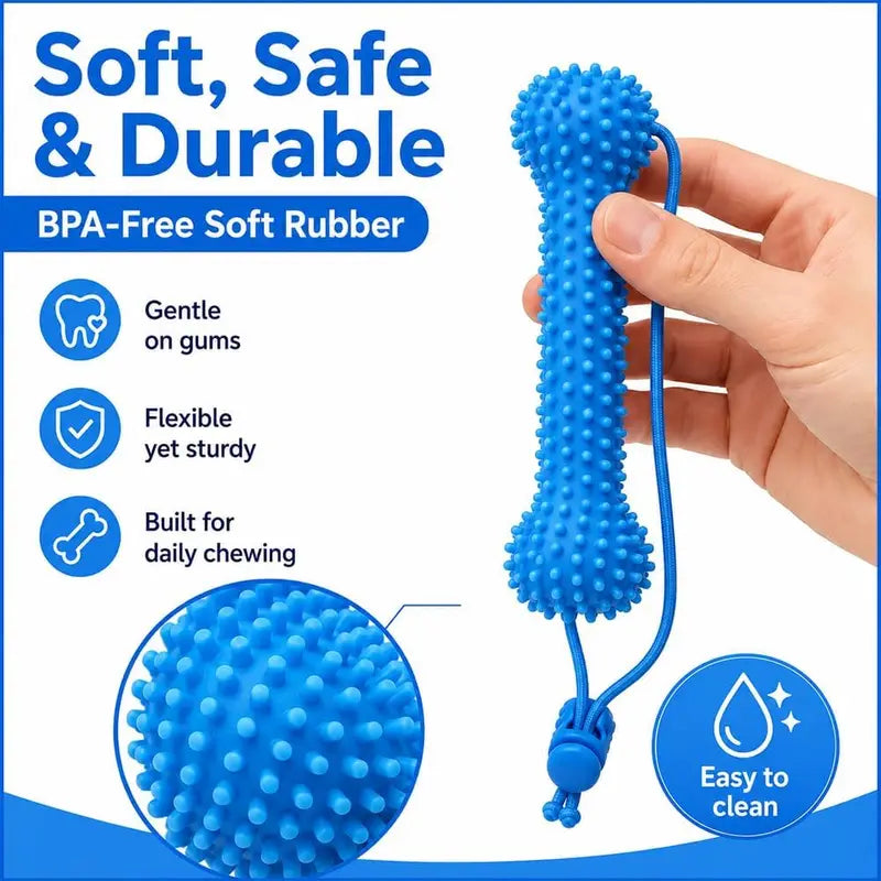 Dual-Action Dog Dental Chew Toy for Teeth Cleaning and Brushing