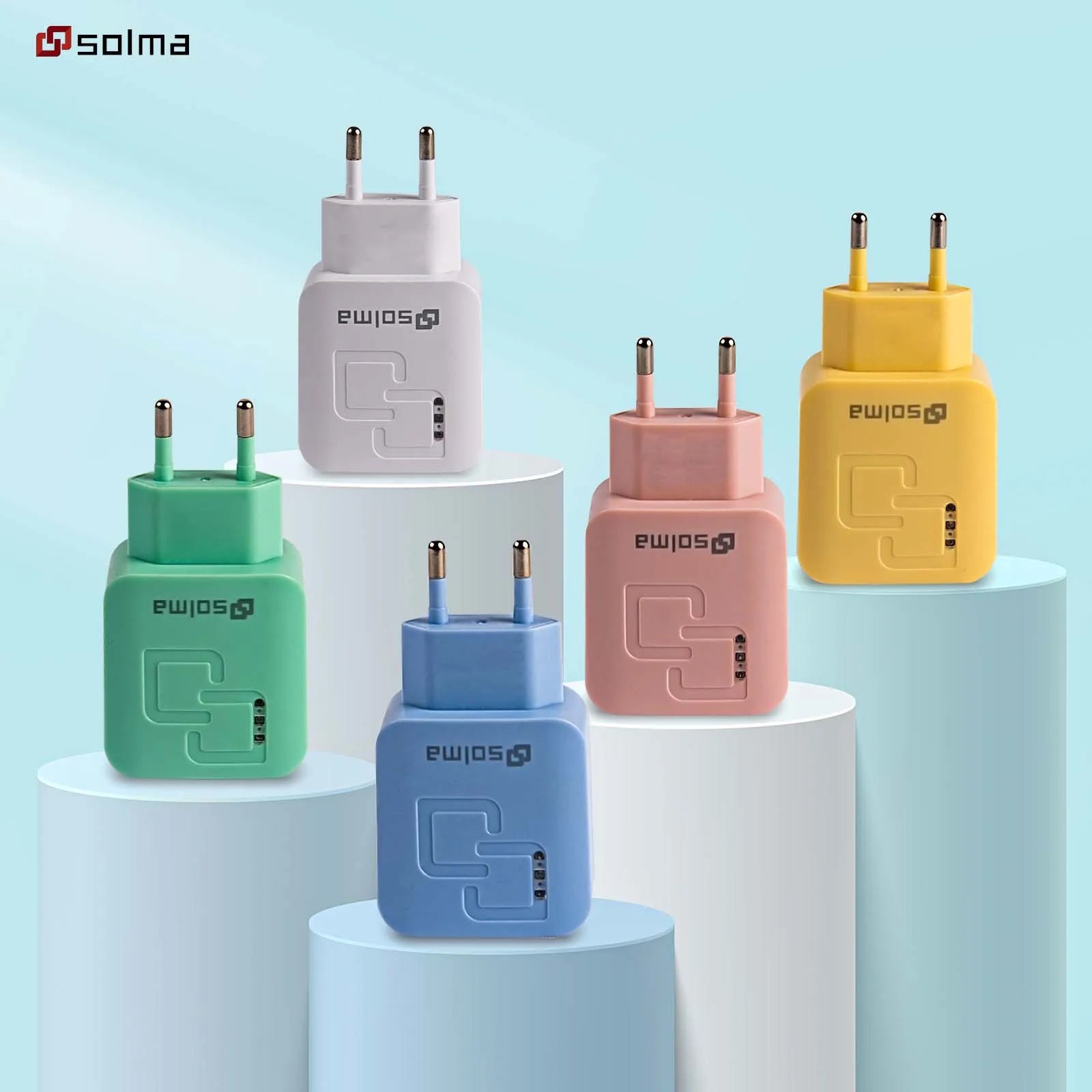 Multi-USB Fast Charger with 2 Ports for iPhone and Galaxy Devices - Color Variants