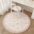 Round Floral Area Rug - Soft Indoor Floor Mat for Living Room & Bedroom