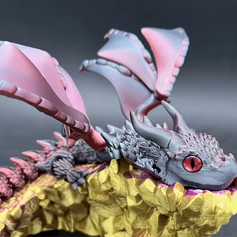 Fantasy Dragon Figurine with Adjustable Wings Resin Art Deco Home Decor
