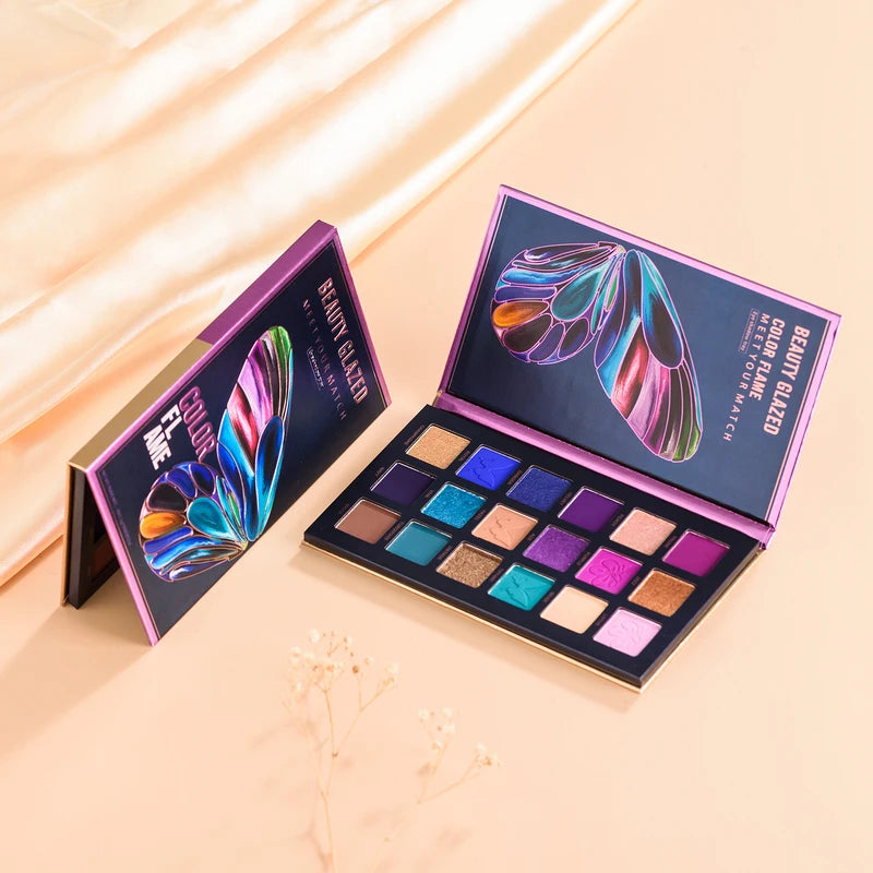 18 Color Eyeshadow Palette with Matte, Shimmer & Satin Finishes - Nude Makeup Set
