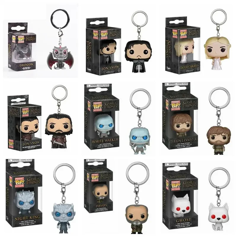 Collectible Funko Pop Movie TV Character Keychain - Jon Snow Daenerys Drogon Night King