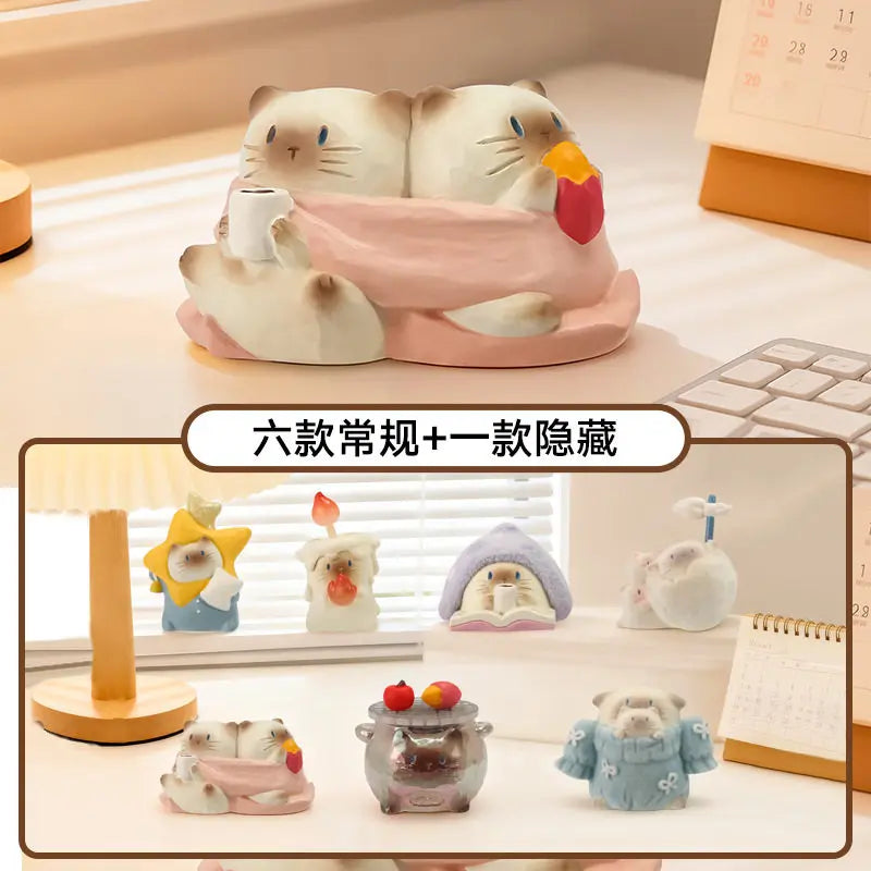 Cute Siamese Cat Desk Decoration - Creative Office Toy & Gift Set