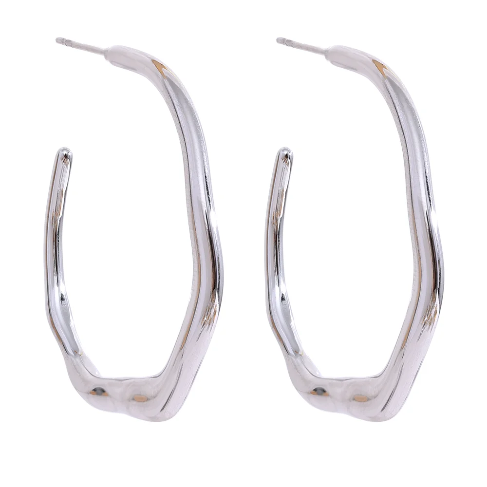 Minimalist Stainless Steel Geometric Earrings - Waterproof 18K Gold Plated Jewelry for Daily Wear