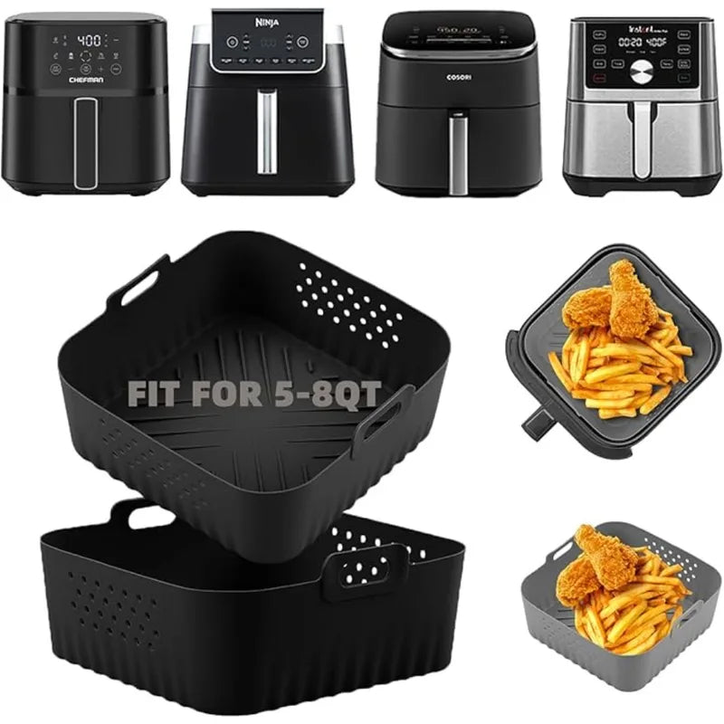 Reusable Silicone Air Fryer Liners 22.5cm Non-Stick Basket for 5-8QT Air Fryers