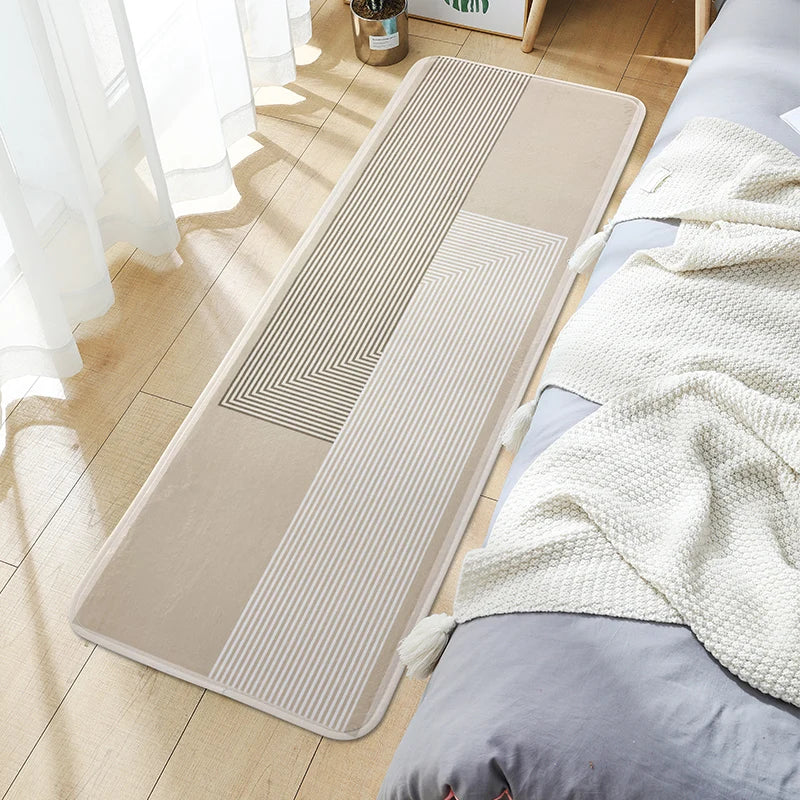 Long Plush Bedside Carpet Floor Mat for Living Room and Bedroom - Non-slip