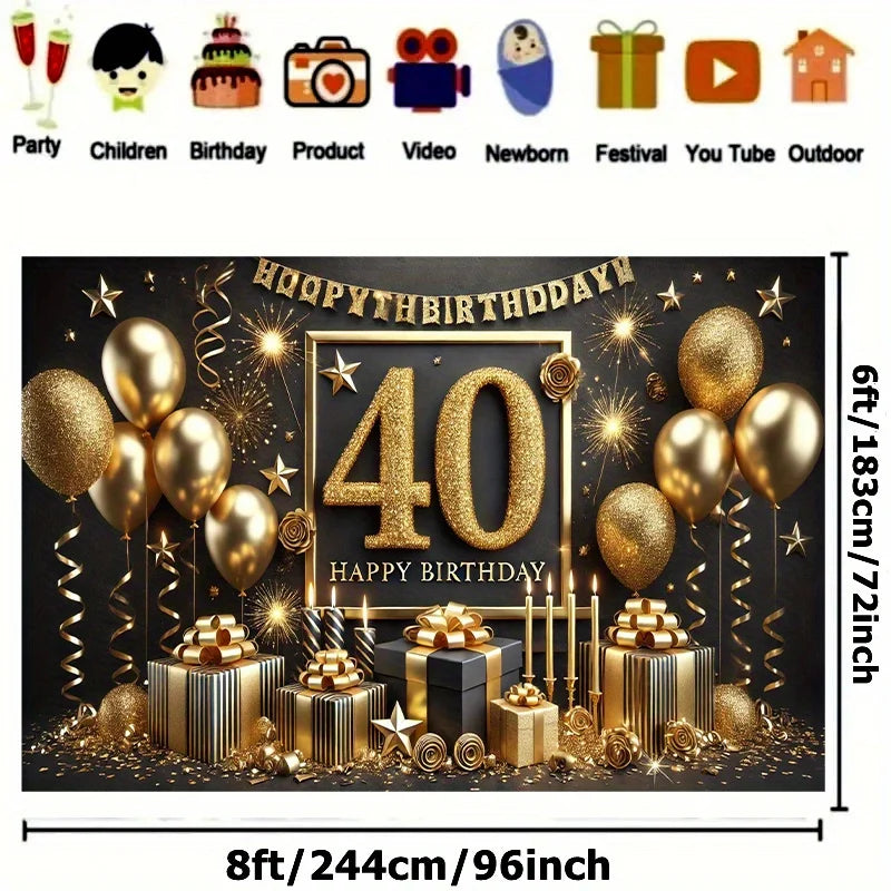 40th Birthday Party Banner for Indoor & Outdoor Events - Home & Garden Holiday Decor