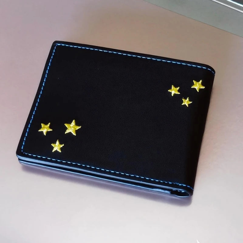 Cartoon Leather Wallet for Men Boy's Gift with Embroidery - Holiday Gift Idea