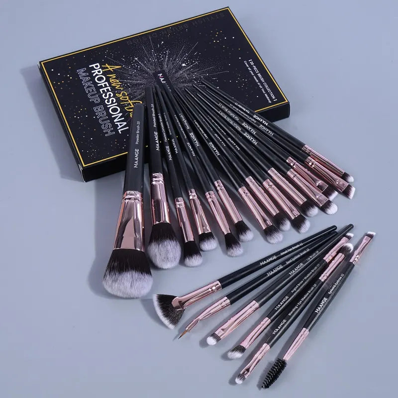 20-Piece Makeup Brush Set with Storage Box for Foundation Eyeshadow Blush