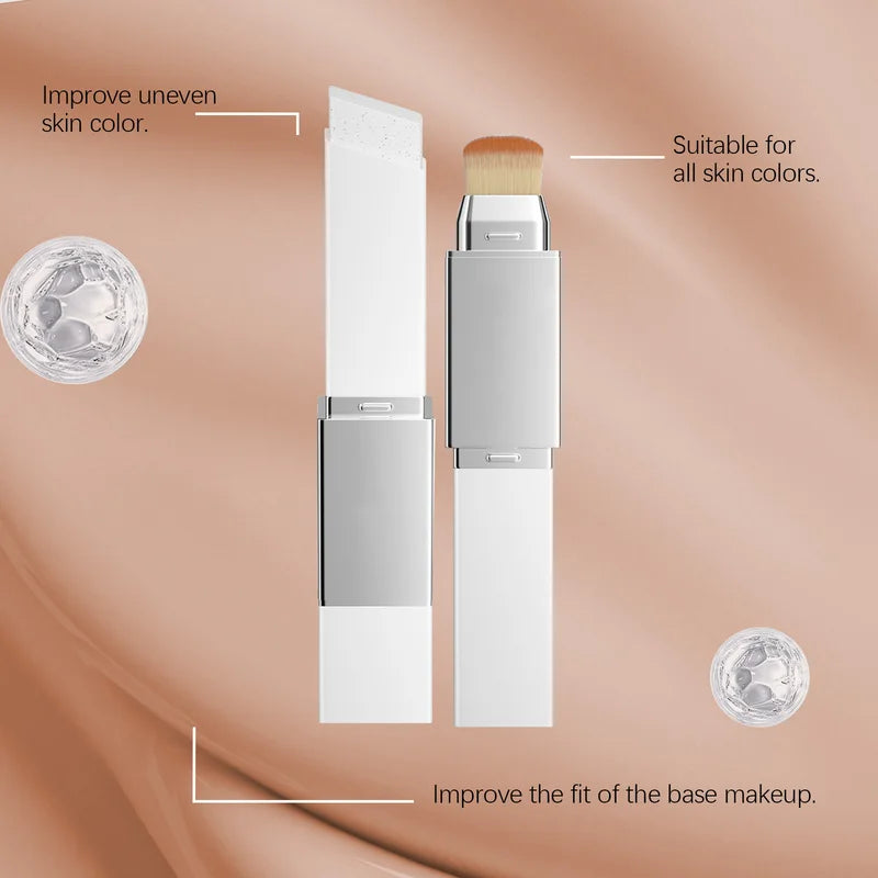 2-in-1 Color Changing Foundation Stick with Detachable Brush - Natural Matte Coverage