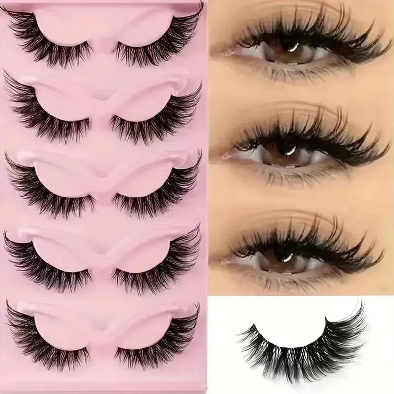 False Eyelashes 5 Pairs Long Thick Wispy Dramatic Eye Lashes for Stage & Party