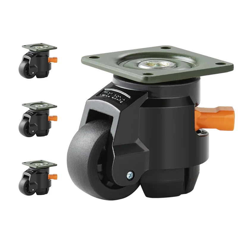 Heavy Duty Adjustable Swivel Caster Wheels with Handle - Set of 4