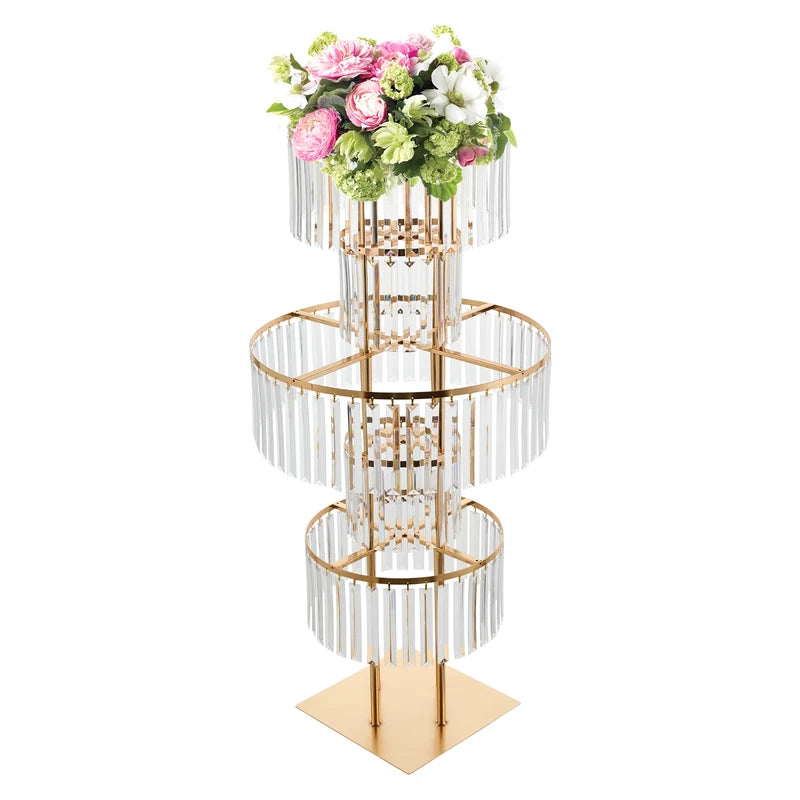 Gold 5-Tier Acrylic Wedding Flower Stand 110cm Floor Centerpiece for Events