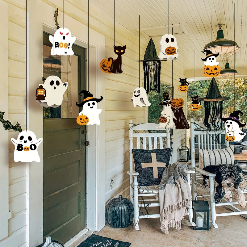 12 Cute Paper Halloween Ghost Decorations - Seasonal Holiday Decor