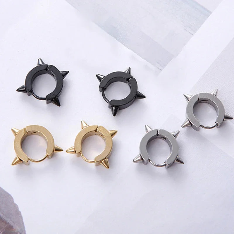 Unisex Stainless Steel Hoop Earrings - Round Circle Punk Jewelry for Men & Women