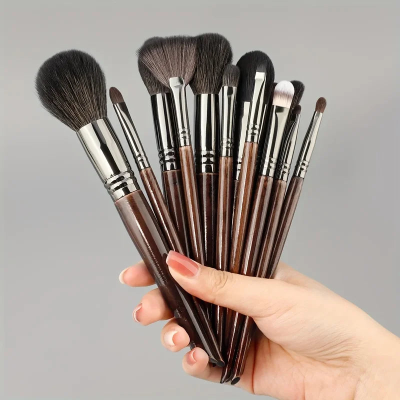 14-Piece Makeup Brush Set with Natural Hair - Professional Cosmetic Tools