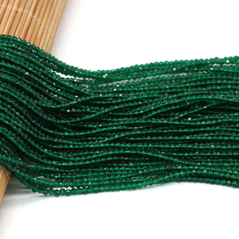 Natural Semi-Precious Spinel Beads for Jewelry Making - Dark Green, 2mm, 38cm