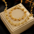 Unisex Twist Knot Necklace and Bracelet Set - Gold Silver Tone Jewelry