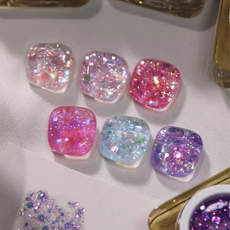 12-Piece Sparkling Gel Nail Polish Set with Glitter & Sequins - All Colors