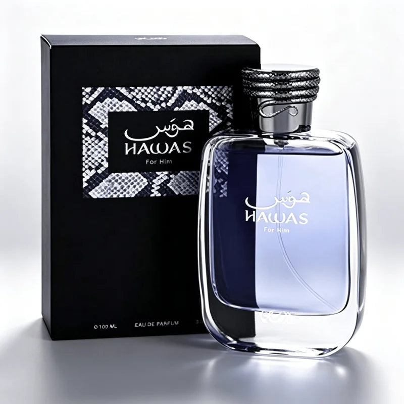 Rasasi Hawas for Him Eau De Parfum Spray 100ml - Long-Lasting Fresh Aquatic Woody Fragrance - Luxury Men's Perfume Gift