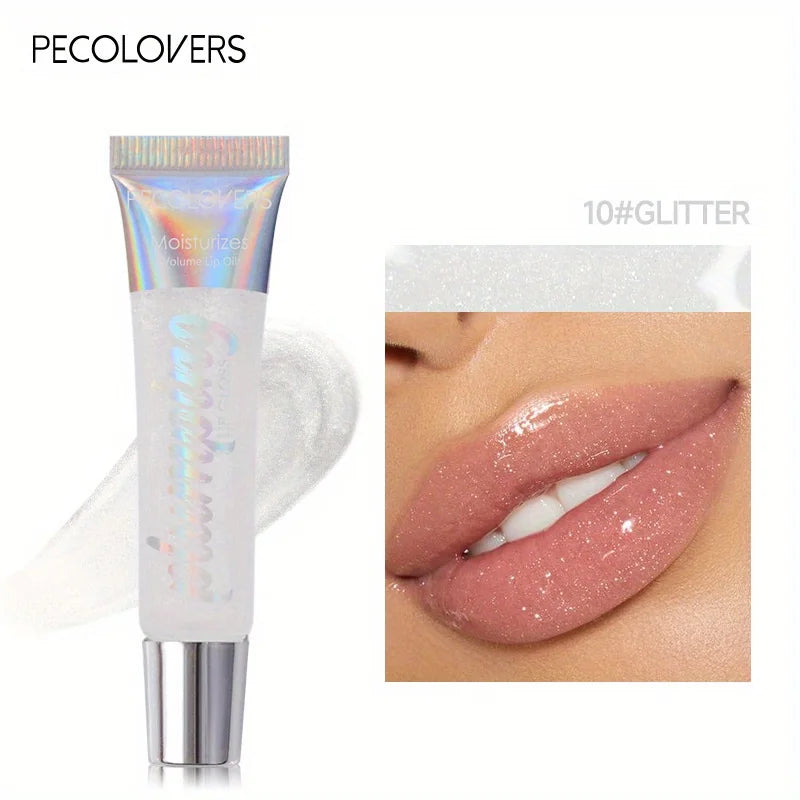 Shimmer Lip Oil Tinted for Fuller Lips Collagen Lip Gloss Moisturizing Lip Enhancer