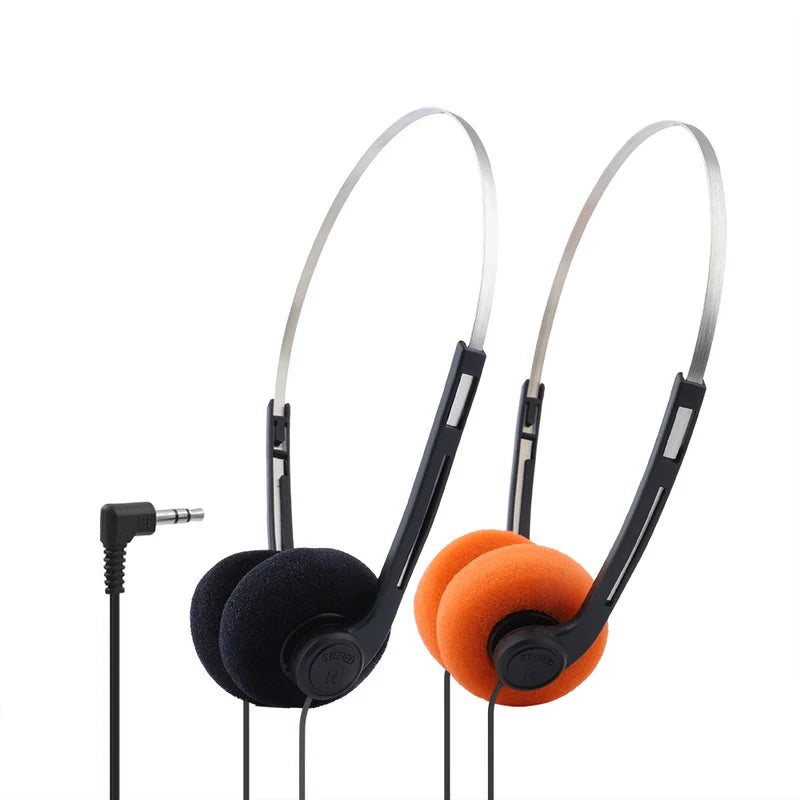 Wired On-Ear Stereo Headphones 3.5mm Jack Vintage Style Adjustable Headband