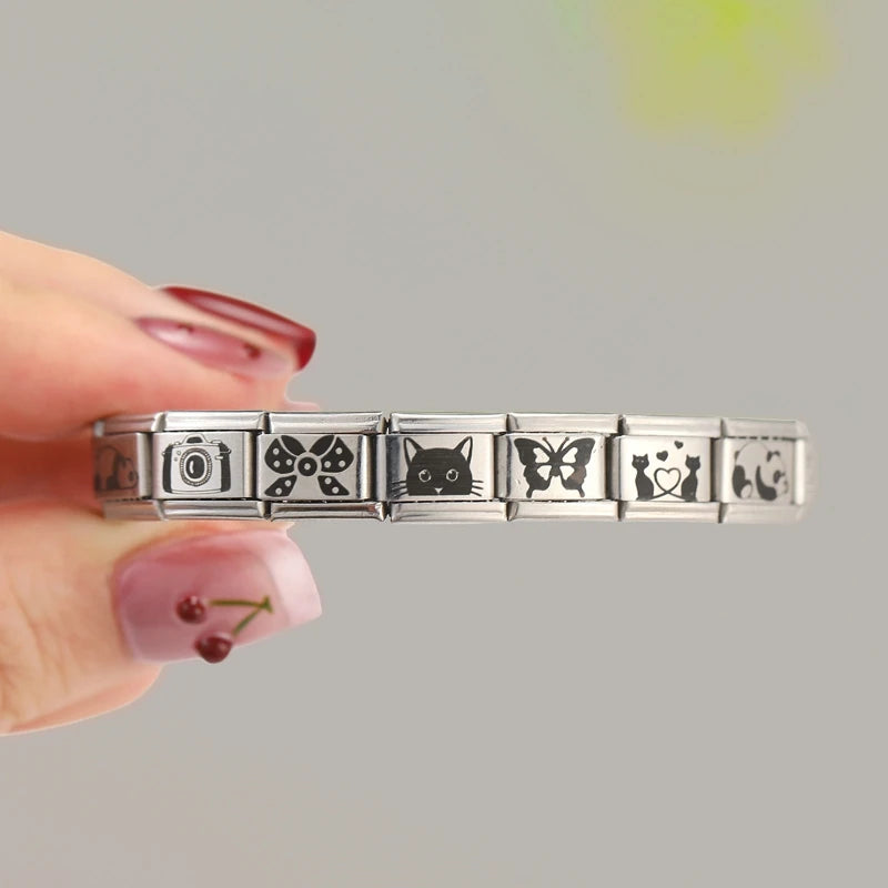 Laser Engraving Charm Bracelet Modules for DIY Jewelry Making - Men Women, 9mm Links