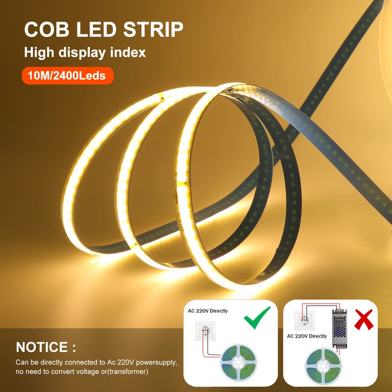 Flexible LED Strip Lights 220V AC 240 LEDs/M RGBW 5M-50M with IP20 Waterproof