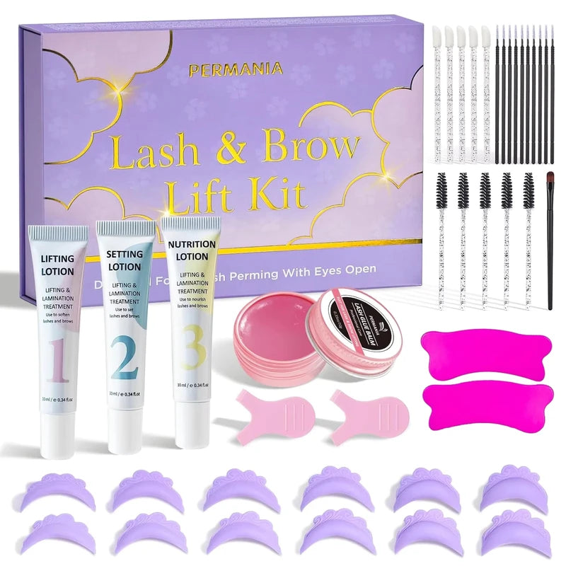 Eyelash Lift Kit 2-in-1 Eyebrow Lamination Set with Silicone Shields - Soft Formula