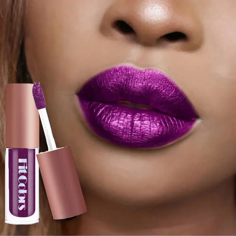 Lip Gloss Set - Metallic No-Stick Pearly Glitter Matte Lip Liquid Kit 4Pcs