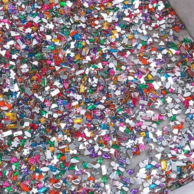 Mini Resin Nail Art Diamonds 1000pcs Irregular Shape Flat Bottomed Gems for Nail Designs