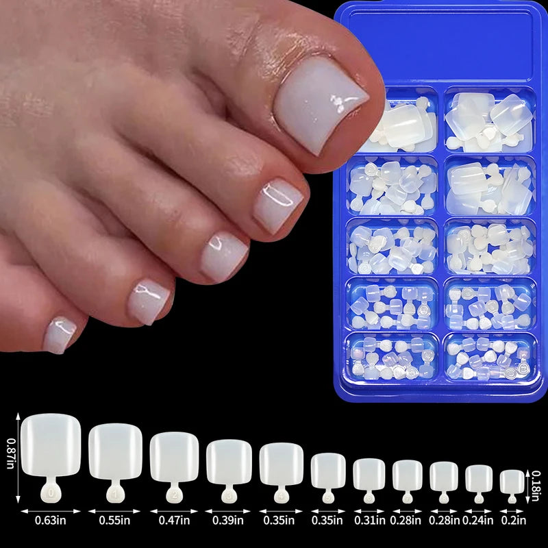 100Pcs Short Press-On Square Toenail Tips - Fake Acrylic Toe Nails