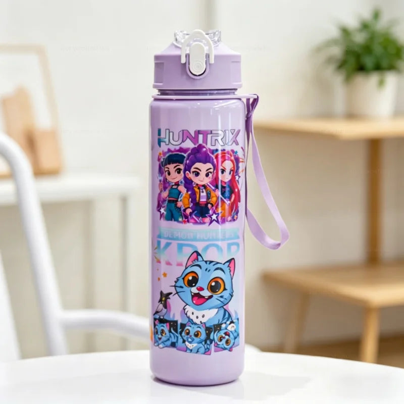 Cute Cartoon Water Bottle with Lanyard - Leakproof, Large Capacity, Portable, Kids & Adults