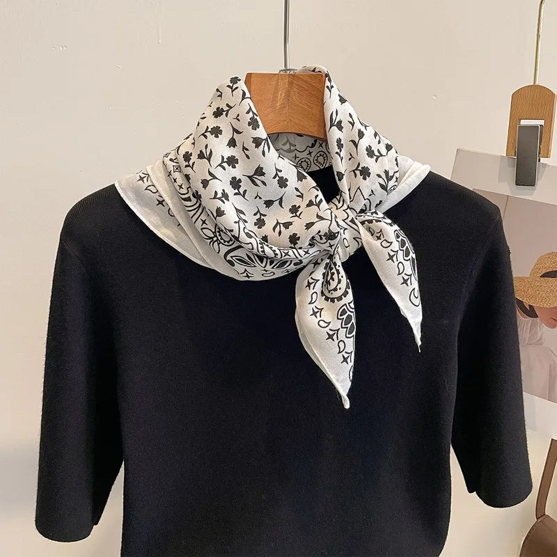 Luxury Square Satin Scarf for Women Soft Elegant Hijab Shawl Wraps