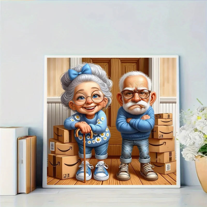 Diamond Painting Kit with Grandparents Theme - Full Round Diamond Art Set