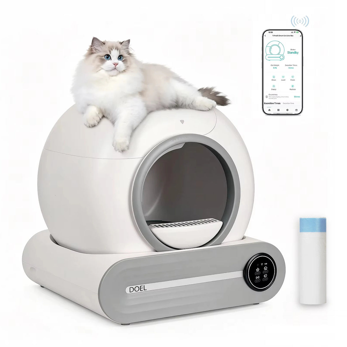 Automatic Self-Cleaning Cat Litter Box with APP Control & Large 65L Capacity
