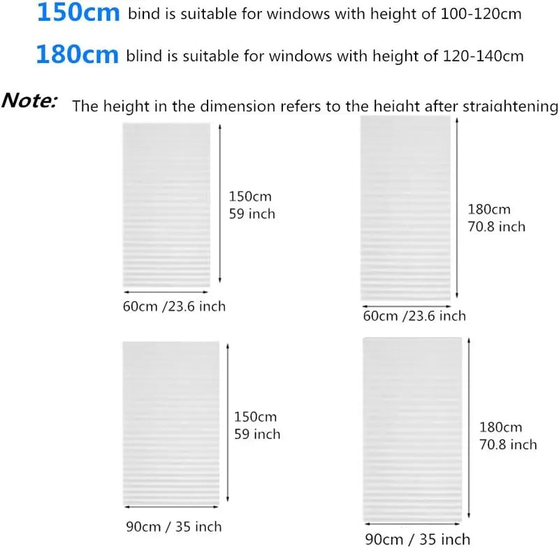 Blackout Pleated Window Blinds - Self-Adhesive Cordless Fabric Shades for Room Darkening
