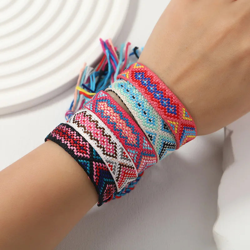Adjustable Friendship Bracelets 12-Pack for Women & Girls Bohemia Nepal Woven Jewelry