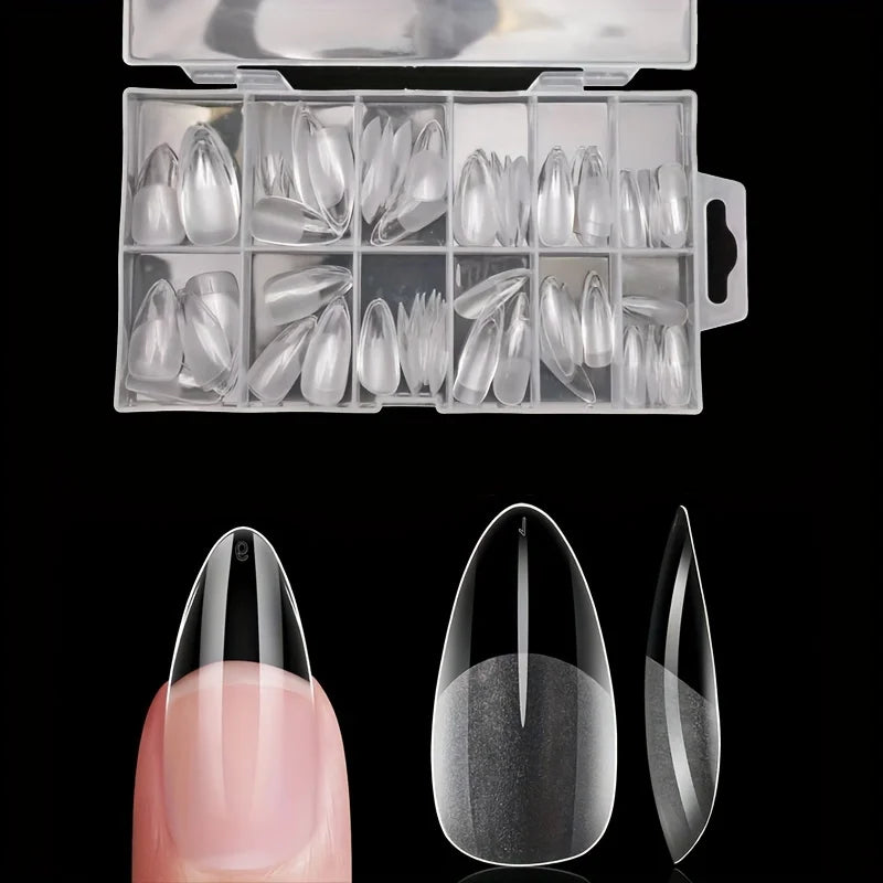 120Pcs Full Cover Nail Tips Set - Stiletto Almond Square Coffin Fake Gel Extensions