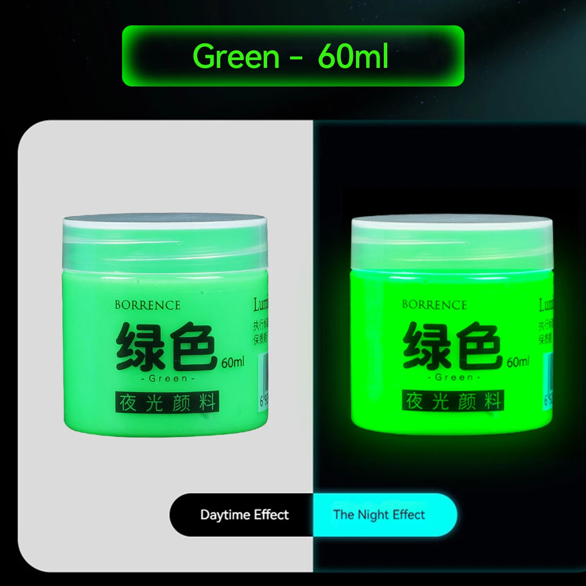 60ml Fluorescent Acrylic Paint Set - Glow in Dark Art & Craft Supplies