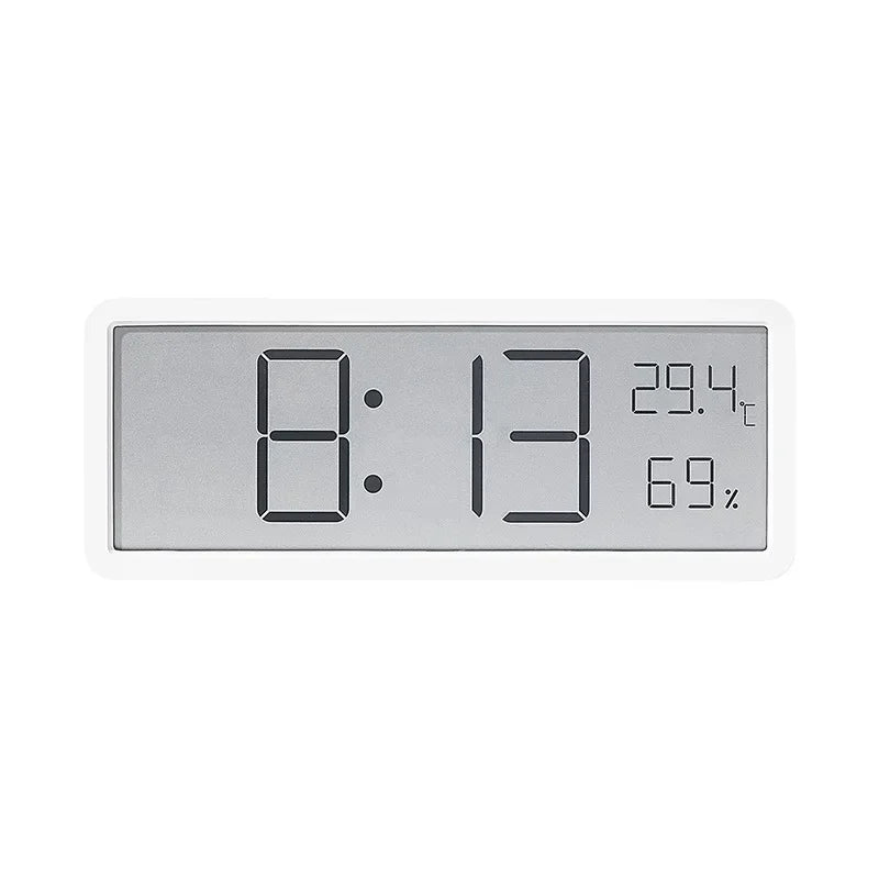 Digital Wall Clock LCD Screen Time Temperature Humidity Battery Powered