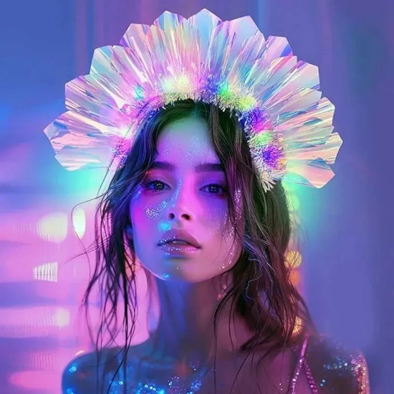 Light Up Laser Headband for Parties & Performances - Colorful Glow Hair Accessory