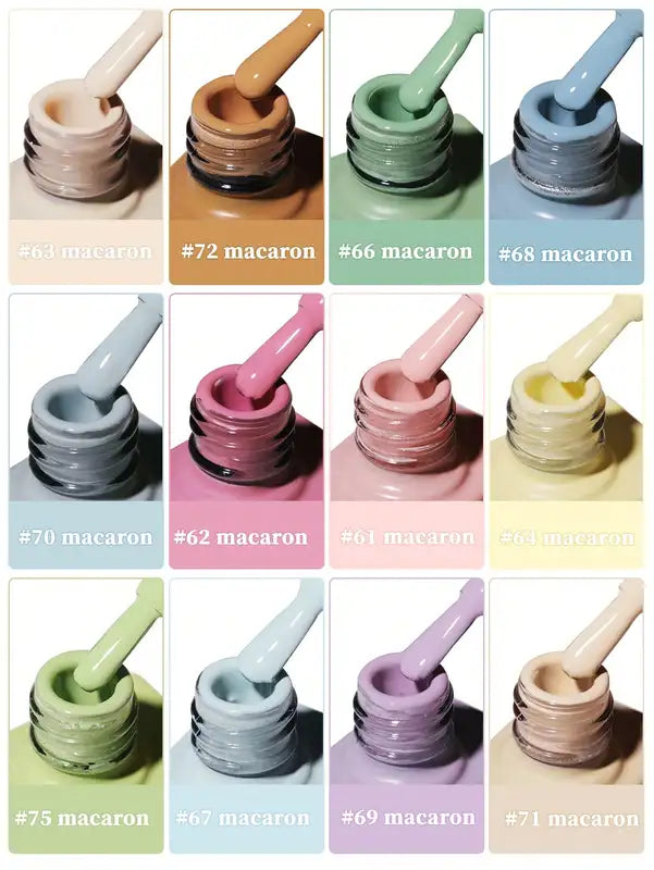 2025 Macaron Color Gel Nail Polish Set - 12 Trendy Shades Long-Lasting & Chip-Resistant